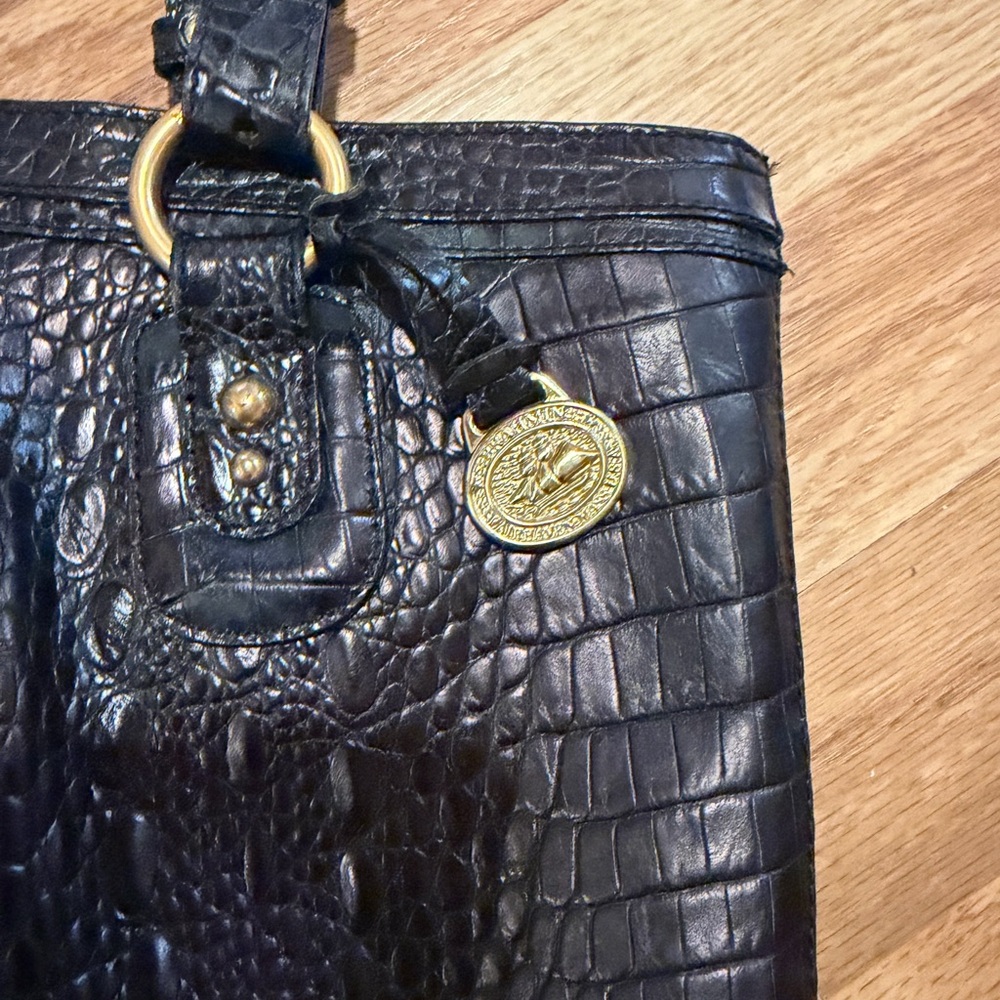 Brahmin Black Croc-Embossed Women's Tote Bag - Picture 2 of 7